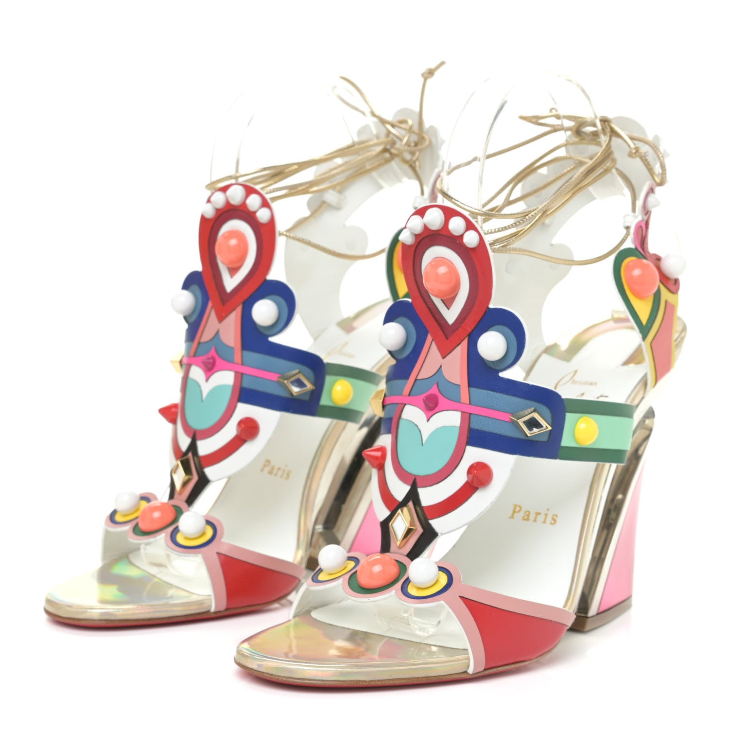 Christian Louboutin Calfskin Papagaya Levita Sandals 38 Multicolor 2 of 15
