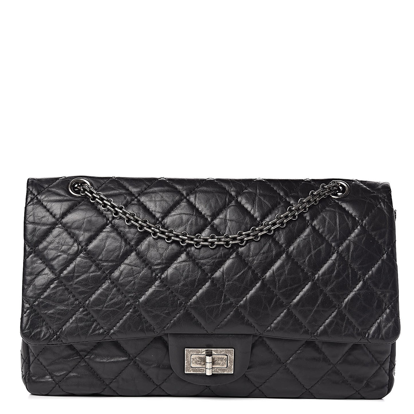 Aged Calfskin Quilted 2.55 Reissue 227 Flap Black