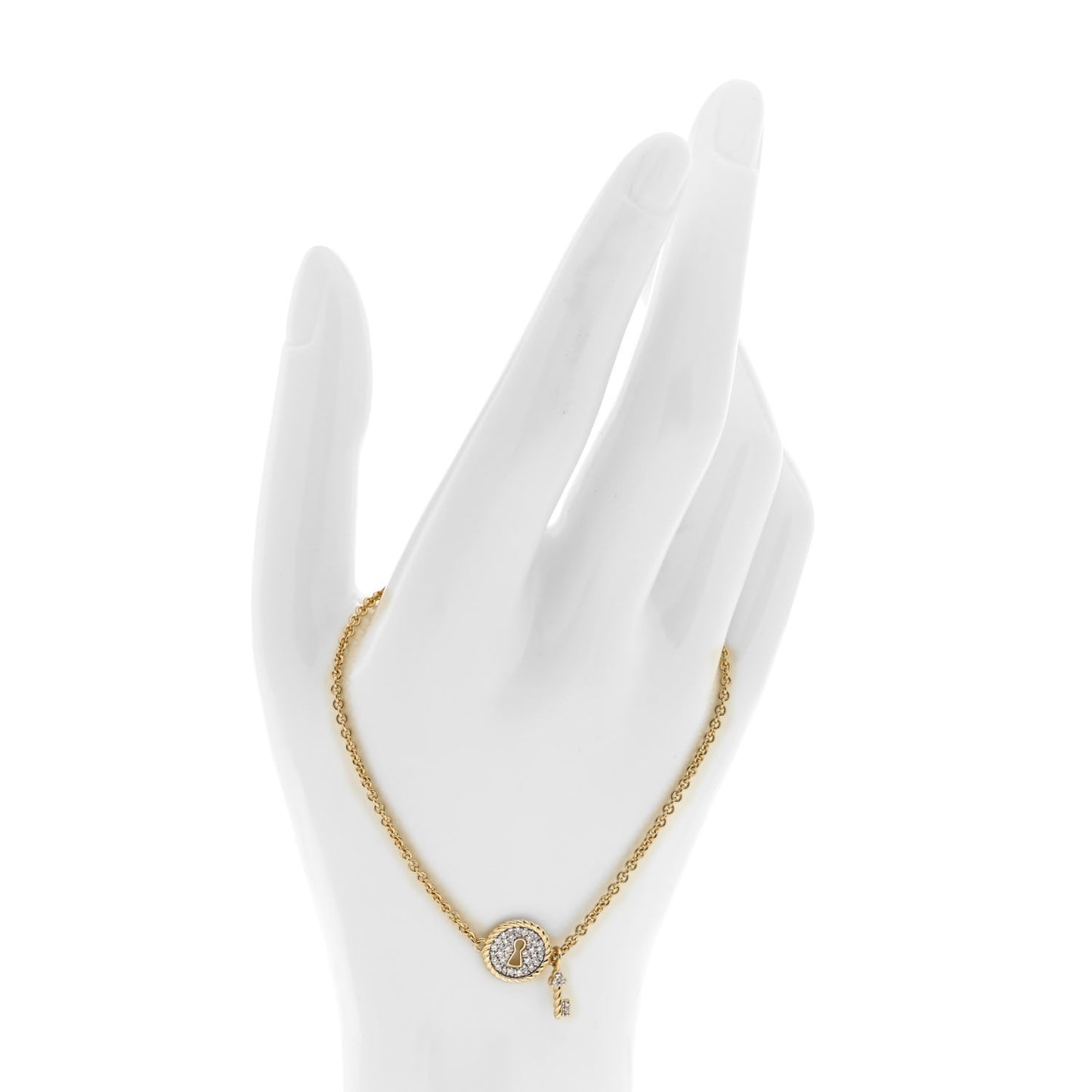 18K Yellow Gold Diamond Lock and Key Bracelet