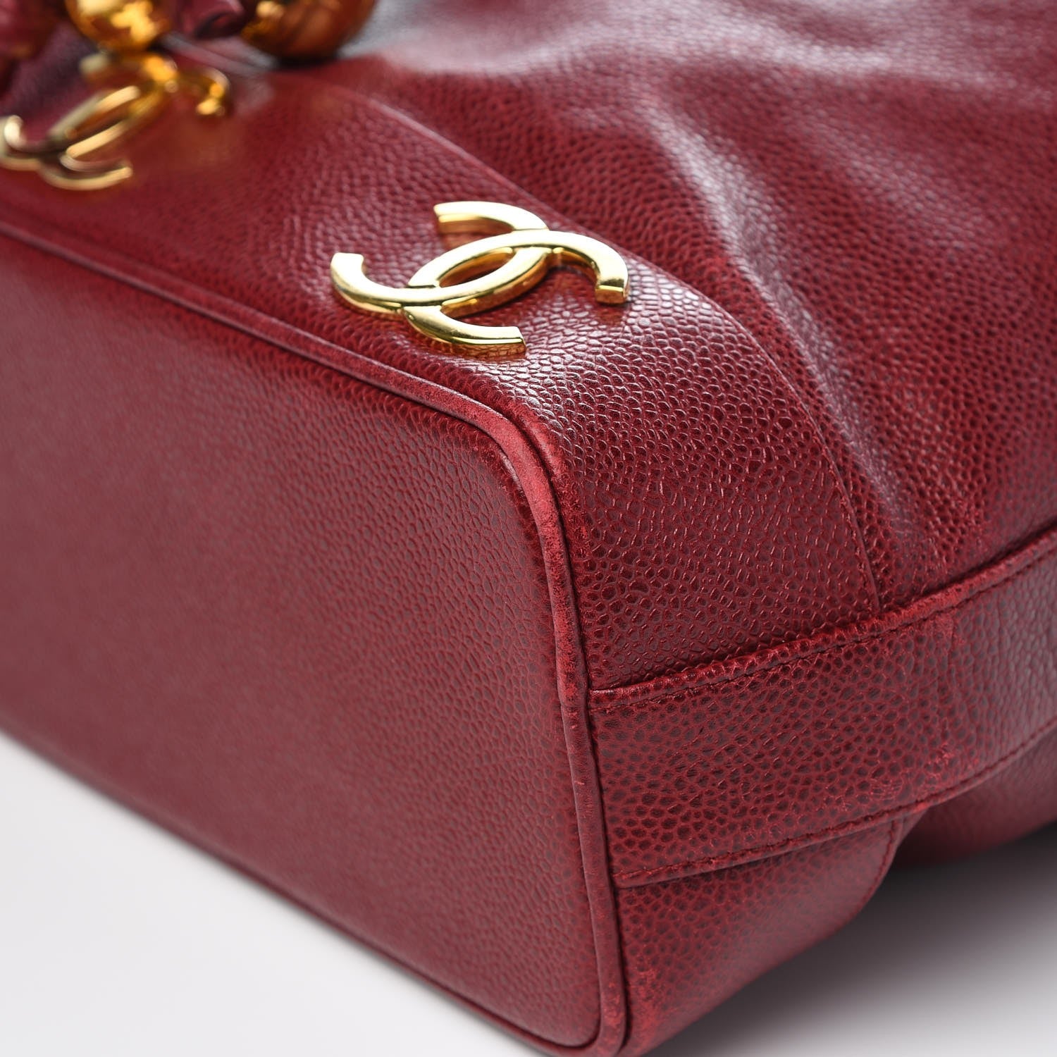 Chanel Caviar CC Drawstring Shoulder Bag Red 13 of 13