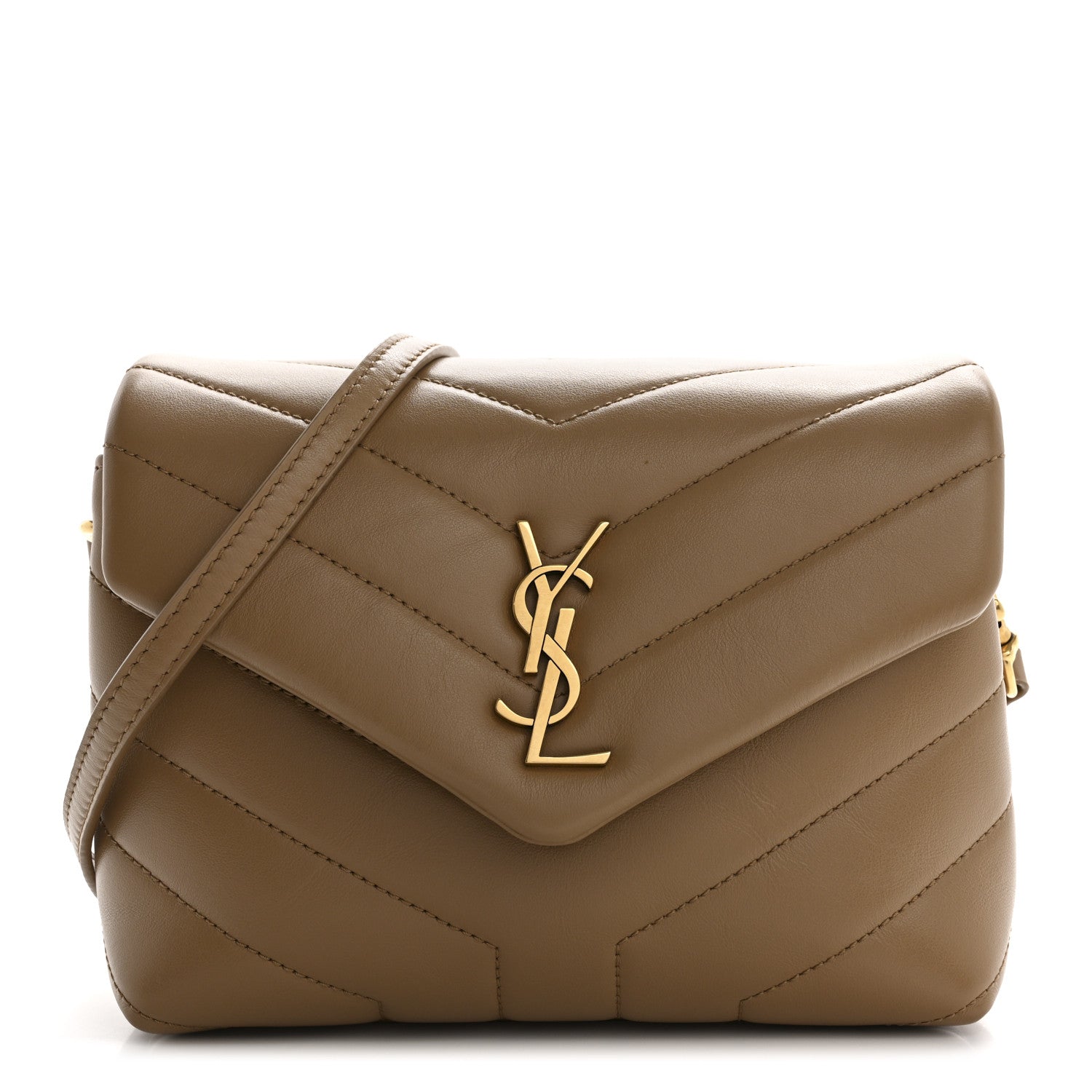 Saint Laurent Calfskin Y Quilted Monogram Toy Loulou Crossbody Bag Natural Tan 1 of 10