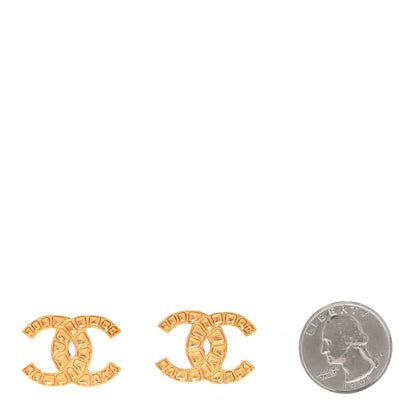 Chanel Metal Textured CC Earrings Gold 2 of 4