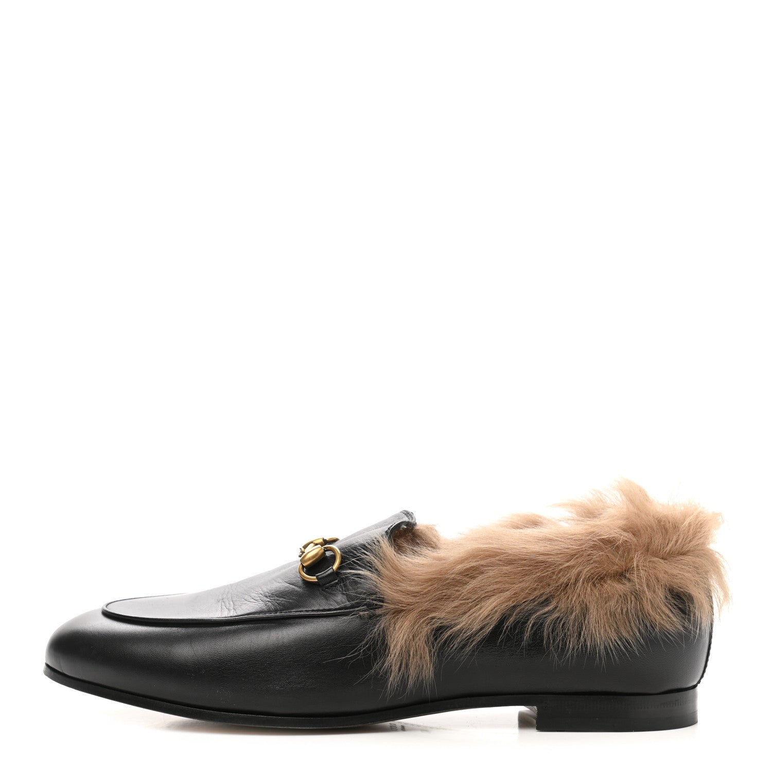 Gucci Malaga Kid Fur Womens Jordaan Loafers 40 Black Natural 1 of 8