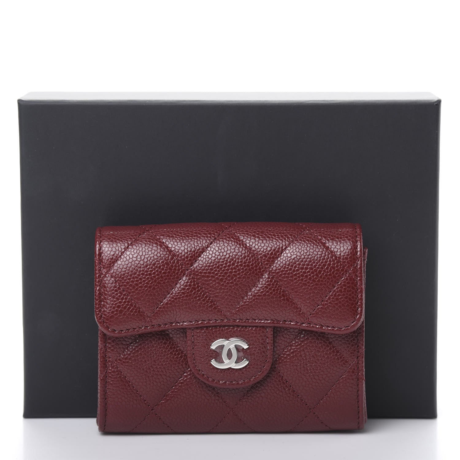 Chanel Caviar Quilted Flap Card Holder Wallet Burgundy 9 of 9