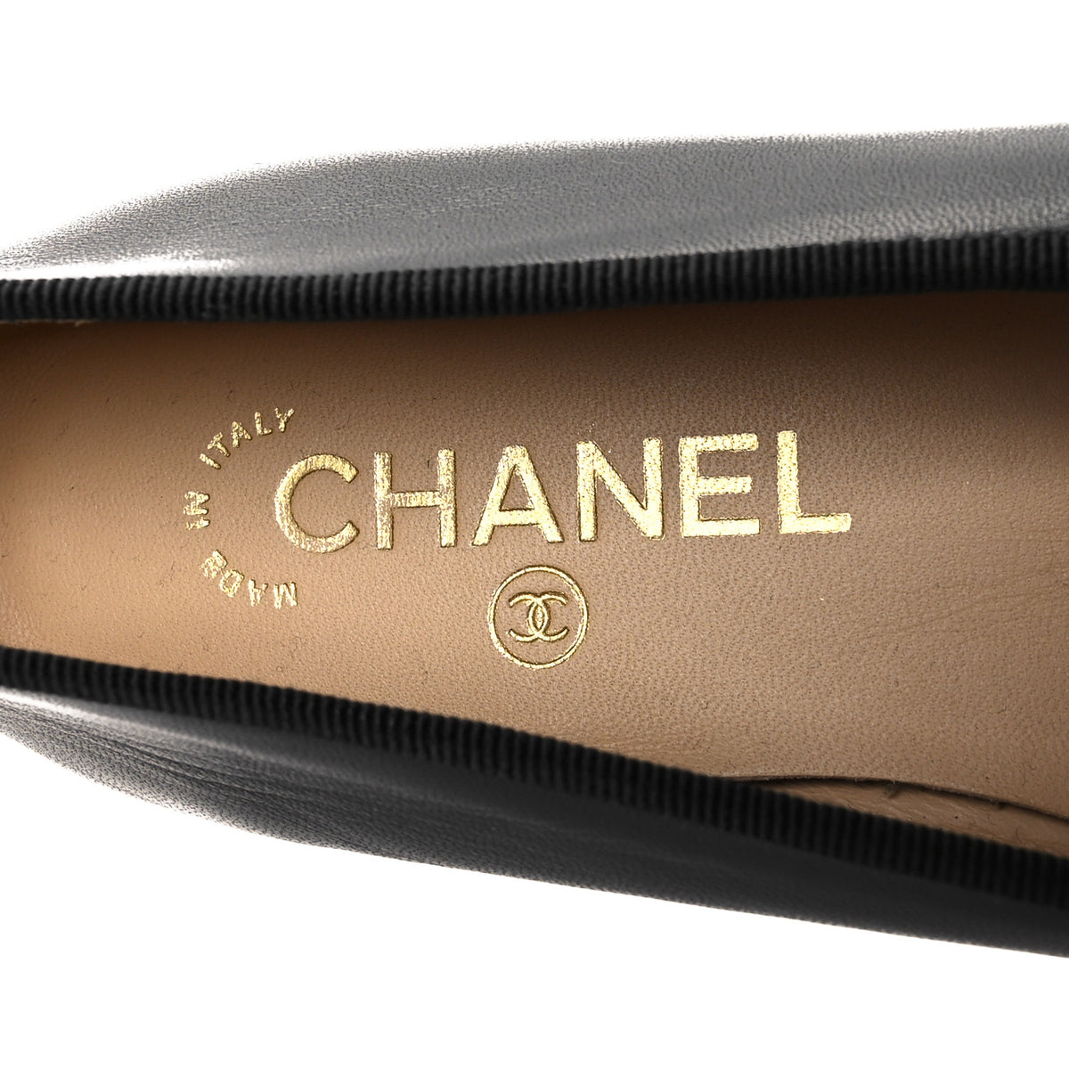 Lambskin Patent Cap Toe Ballerina Flats 38.5 Black