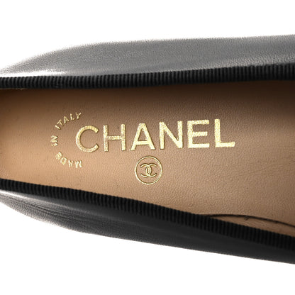 Chanel Lambskin Patent Cap Toe Ballerina Flats 38.5 Black 8 of 9