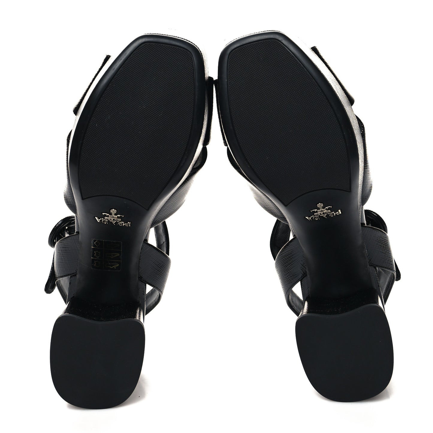 Vernice Saffiano Embossed Crisscross Platform 20/65mm Sandals 37 Black