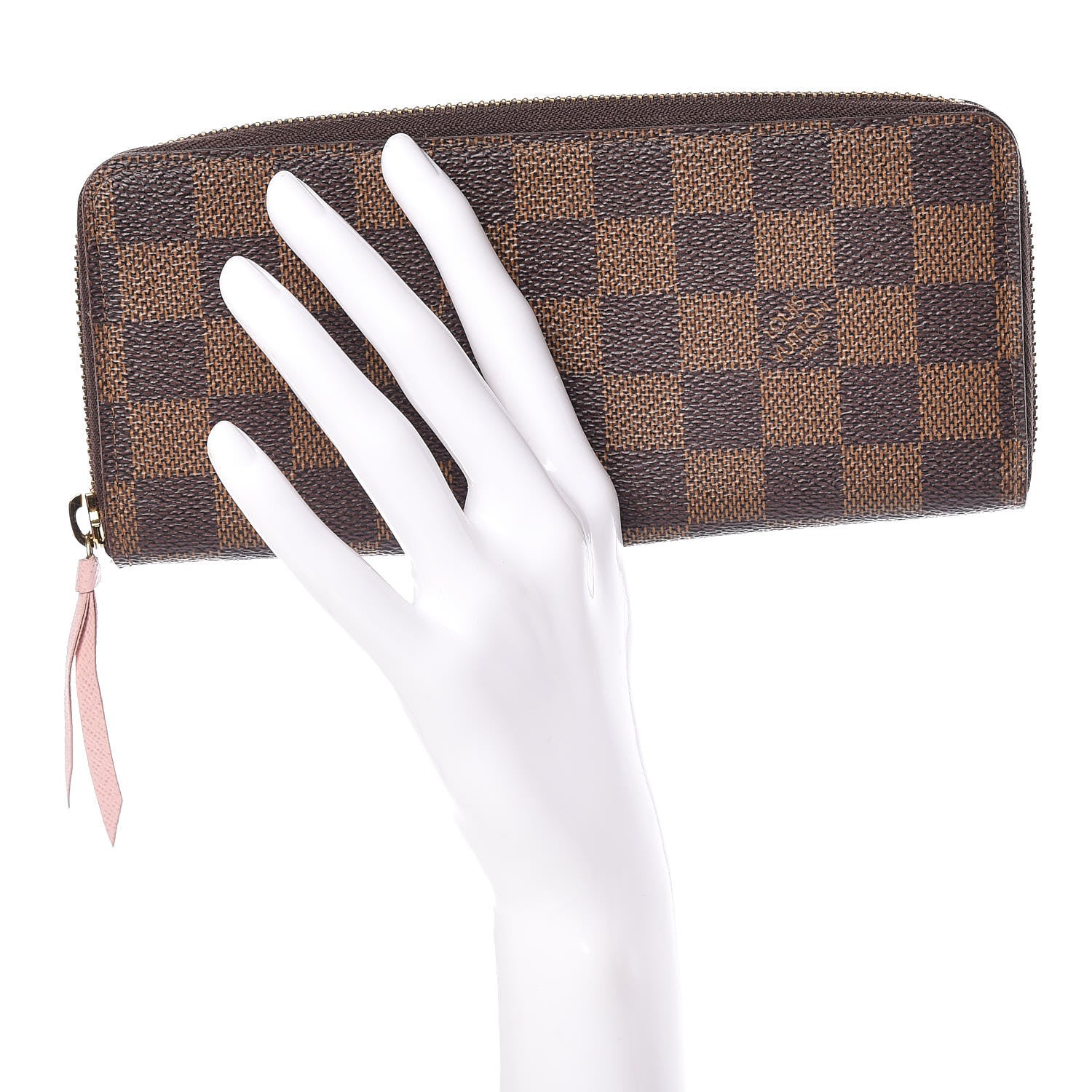 Louis Vuitton Damier Ebene Clemence Wallet Rose Ballerine 2 of 7