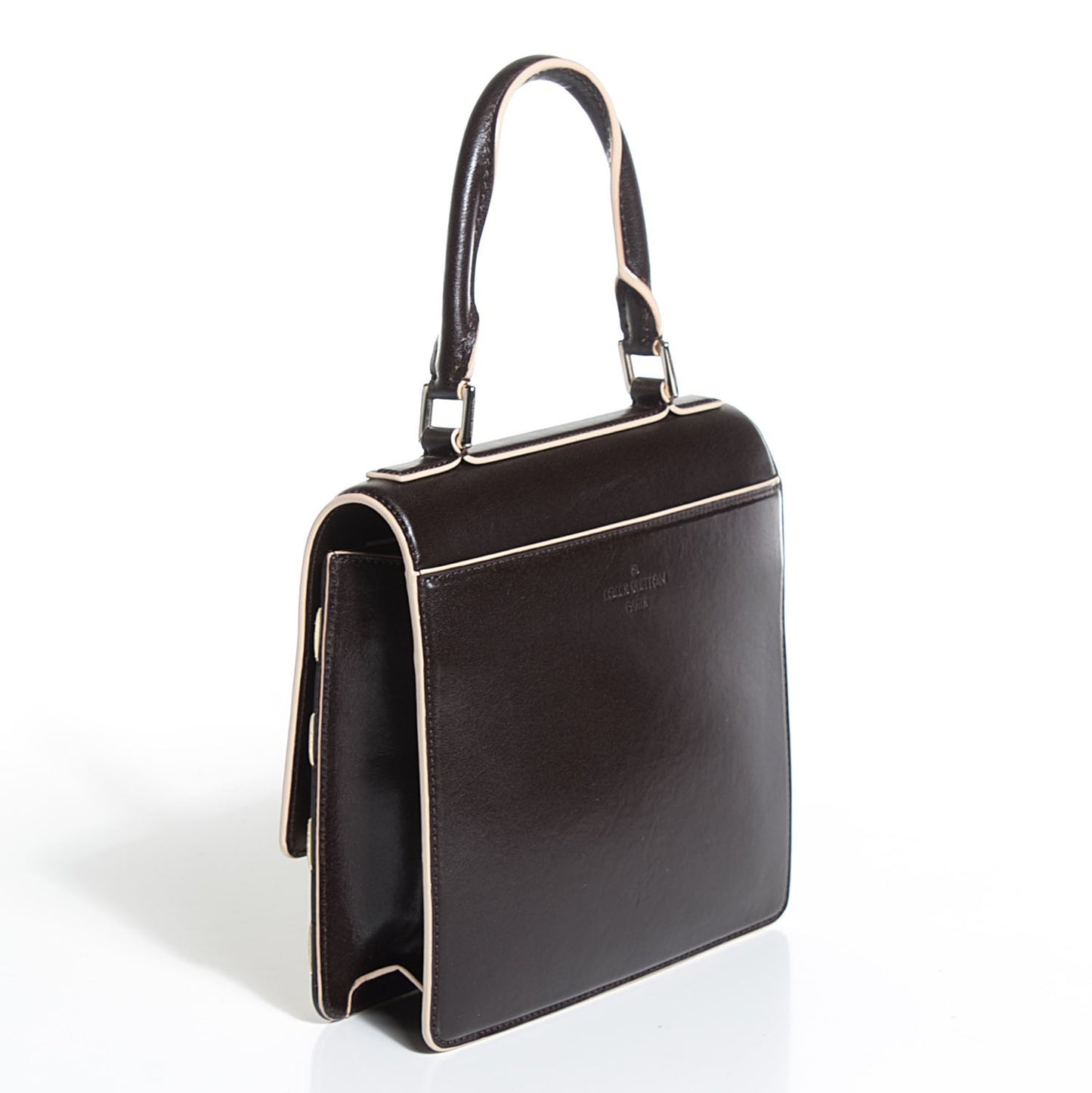 Calfskin Damier Mosaic Enveloppe PM Dark Brown