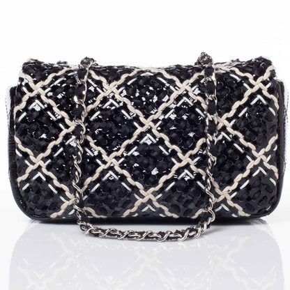 Chanel Perforated Patent Hand Embroidered Mini Flap Black 4 of 9