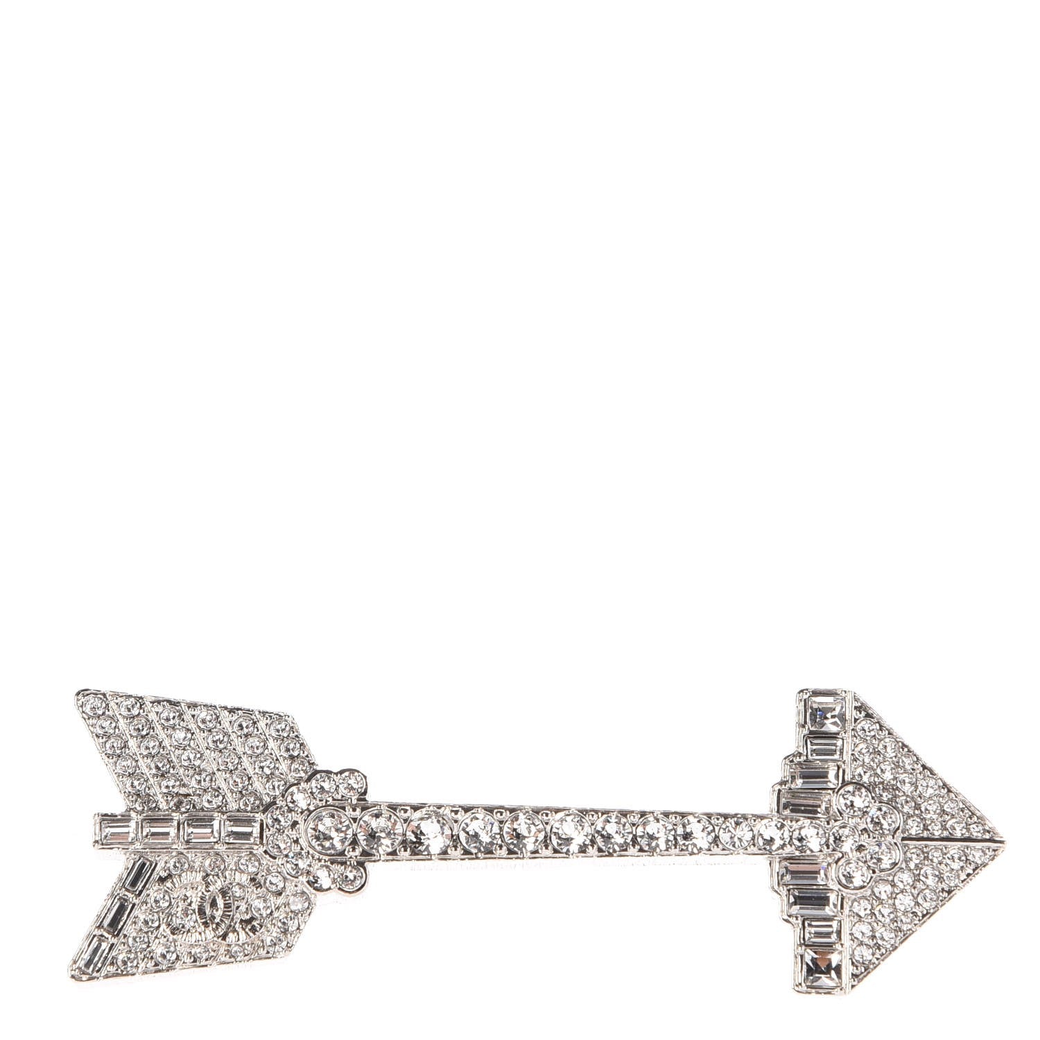 Chanel Crystal CC Arrow Brooch Silver 1 of 5