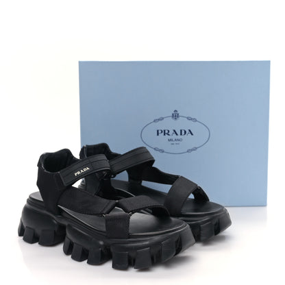 Prada Nappa Logo Embossed Thunder Sole 50mm Sport Sandals 38.5 Militare 9 of 9
