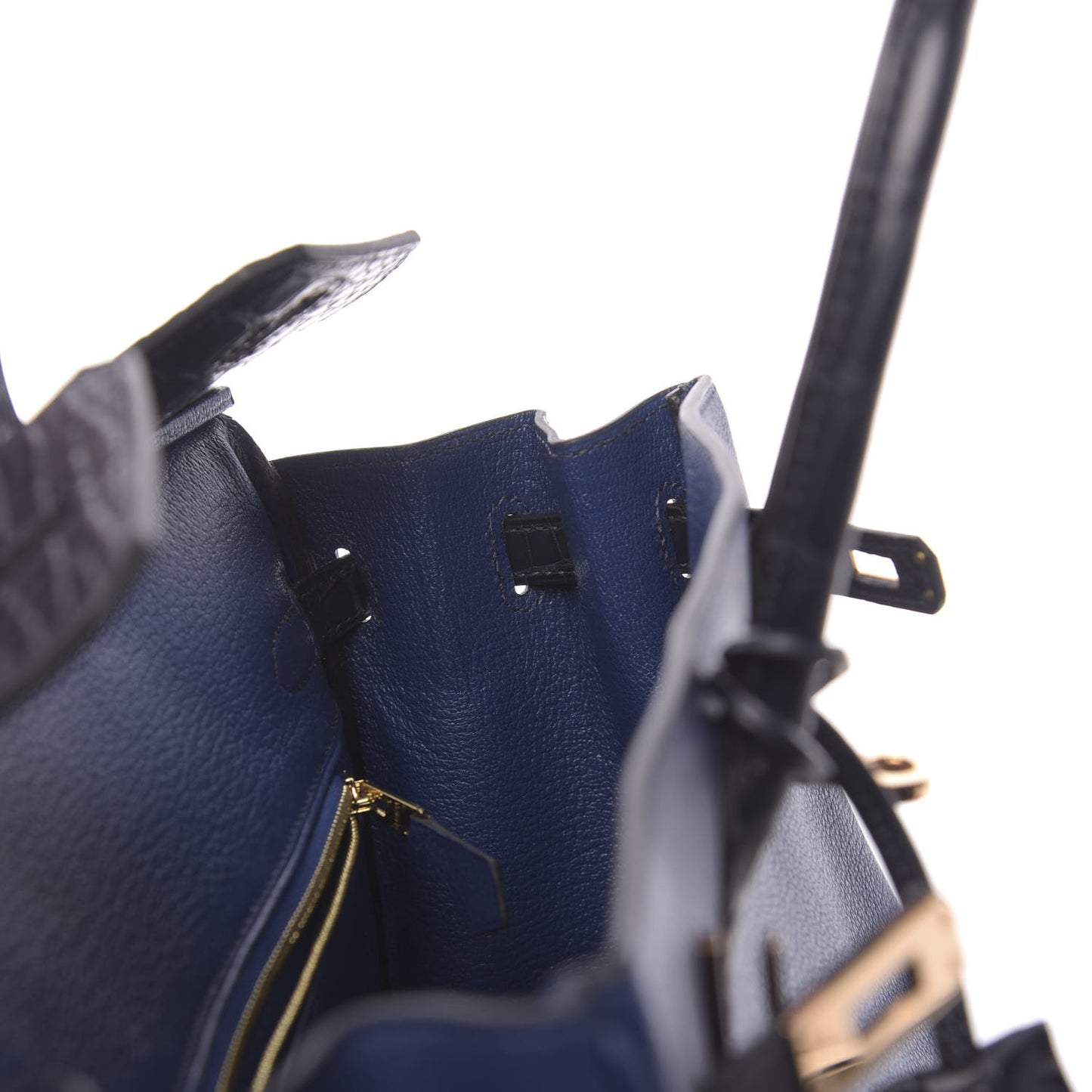 Taurillon Novillo Matte Alligator Birkin Touch 25 Bleu Saphir Marine