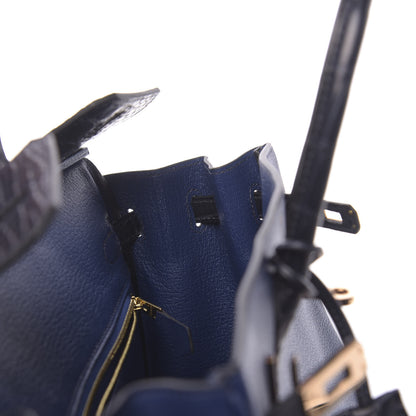 Hermes Taurillon Novillo Matte Alligator Birkin Touch 25 Bleu Saphir Marine 21 of 38