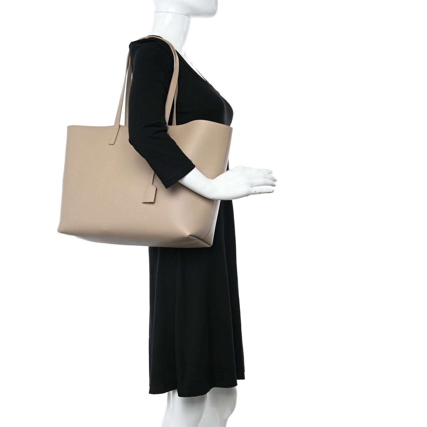 Saint Laurent Calfskin Large Shopping Tote Dark Beige 2 of 12