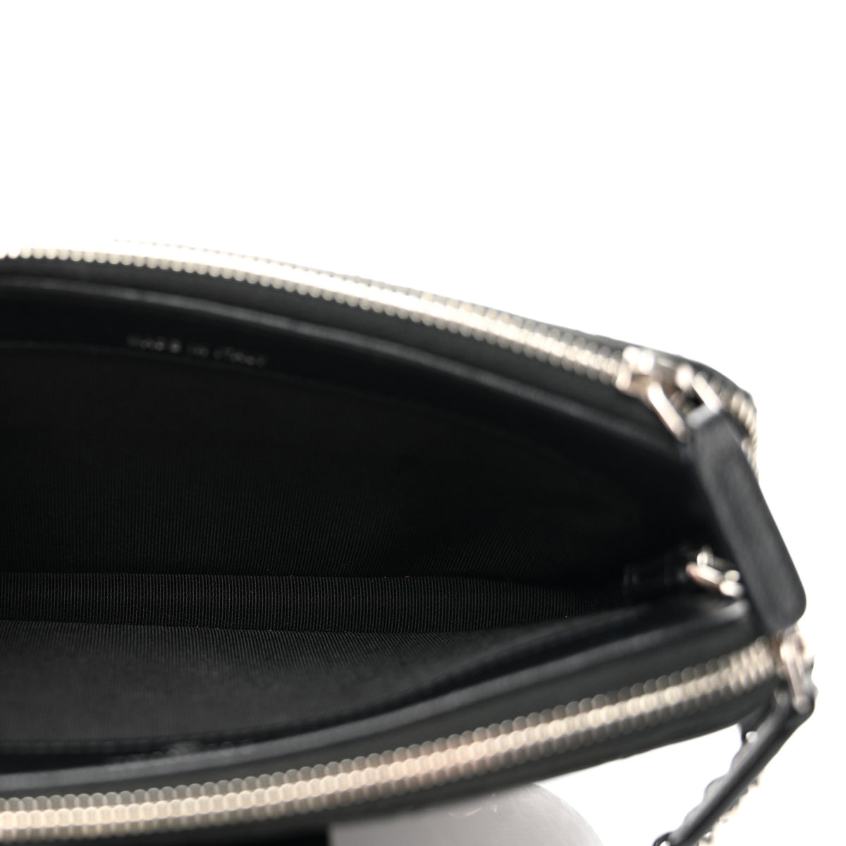Grained Calfskin Quilted CC Box Clutch With Chain Black