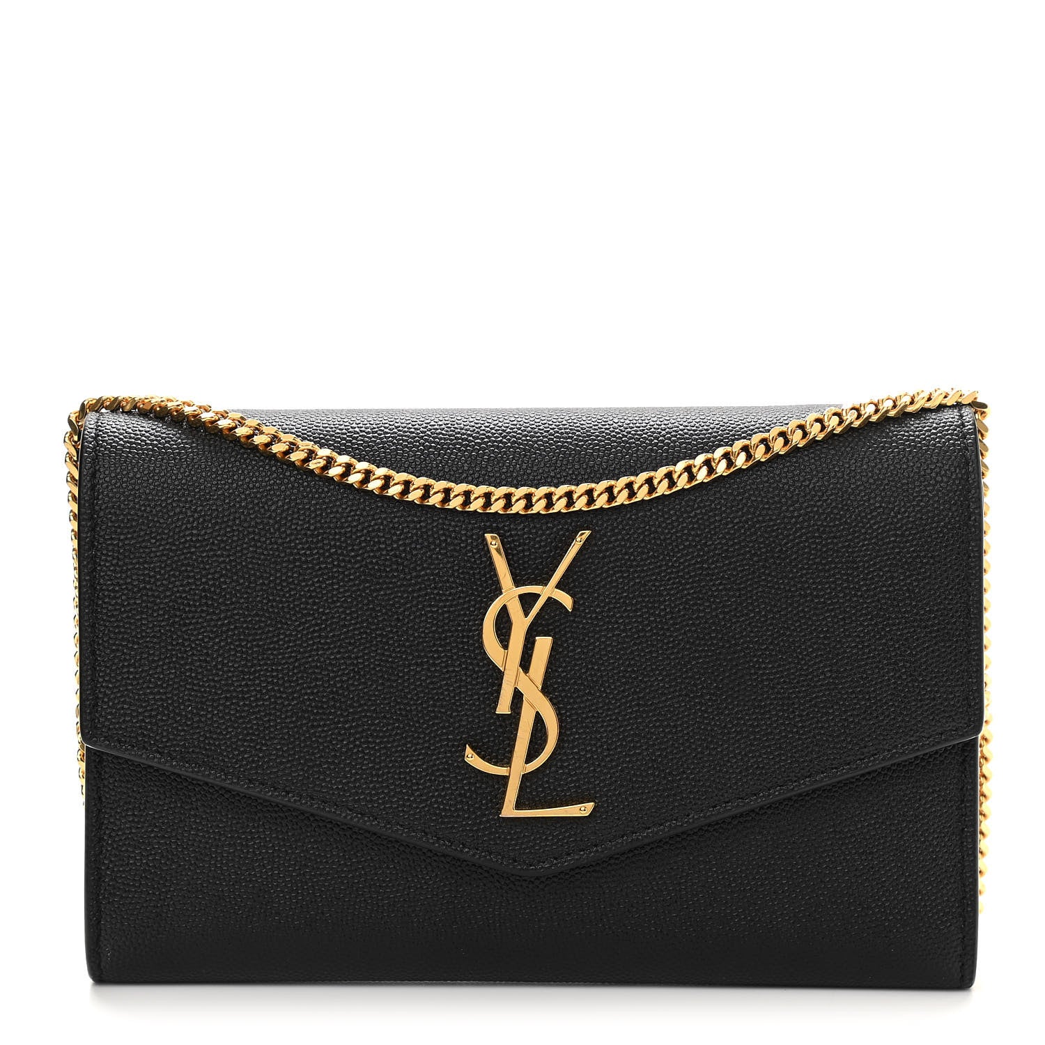 Saint Laurent Grain De Poudre Uptown Chain Wallet Black 3 of 12