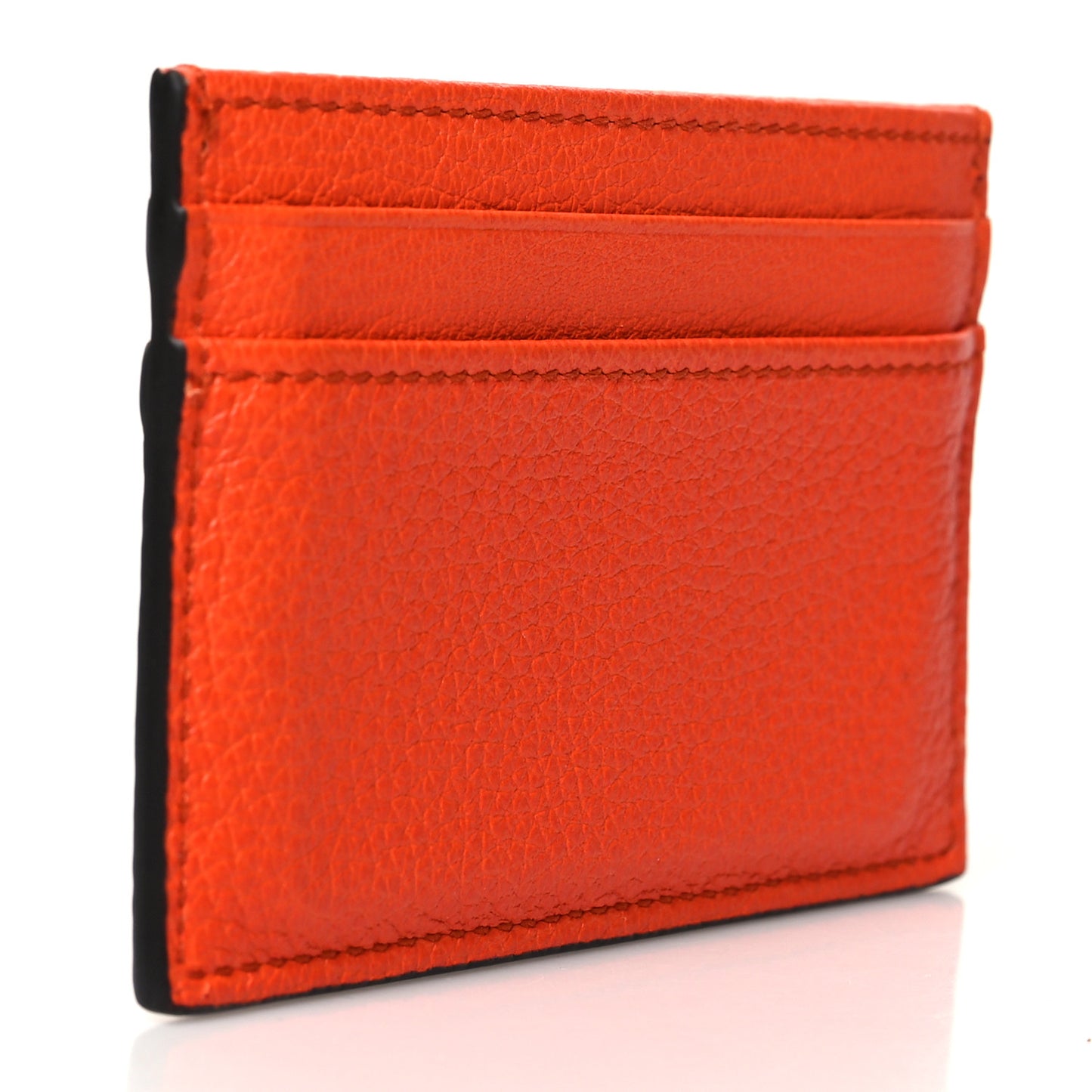 Calfskin Logo Card Holder Orange