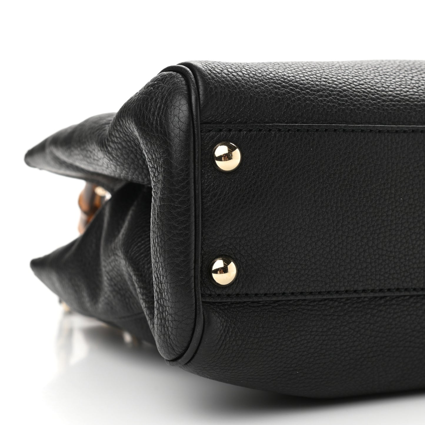 Calfskin Small Bamboo Shopper Tote Black
