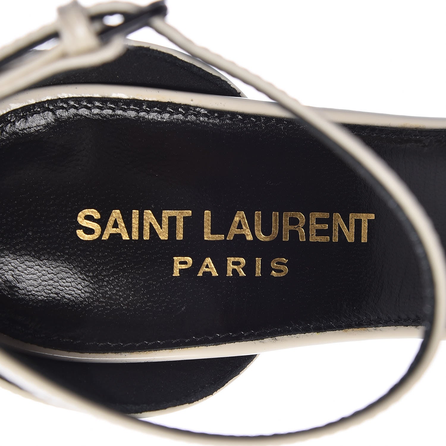 Saint Laurent Patent Calfskin Amber 85 Ankle Strap Sandals 35 Neutro 7 of 8