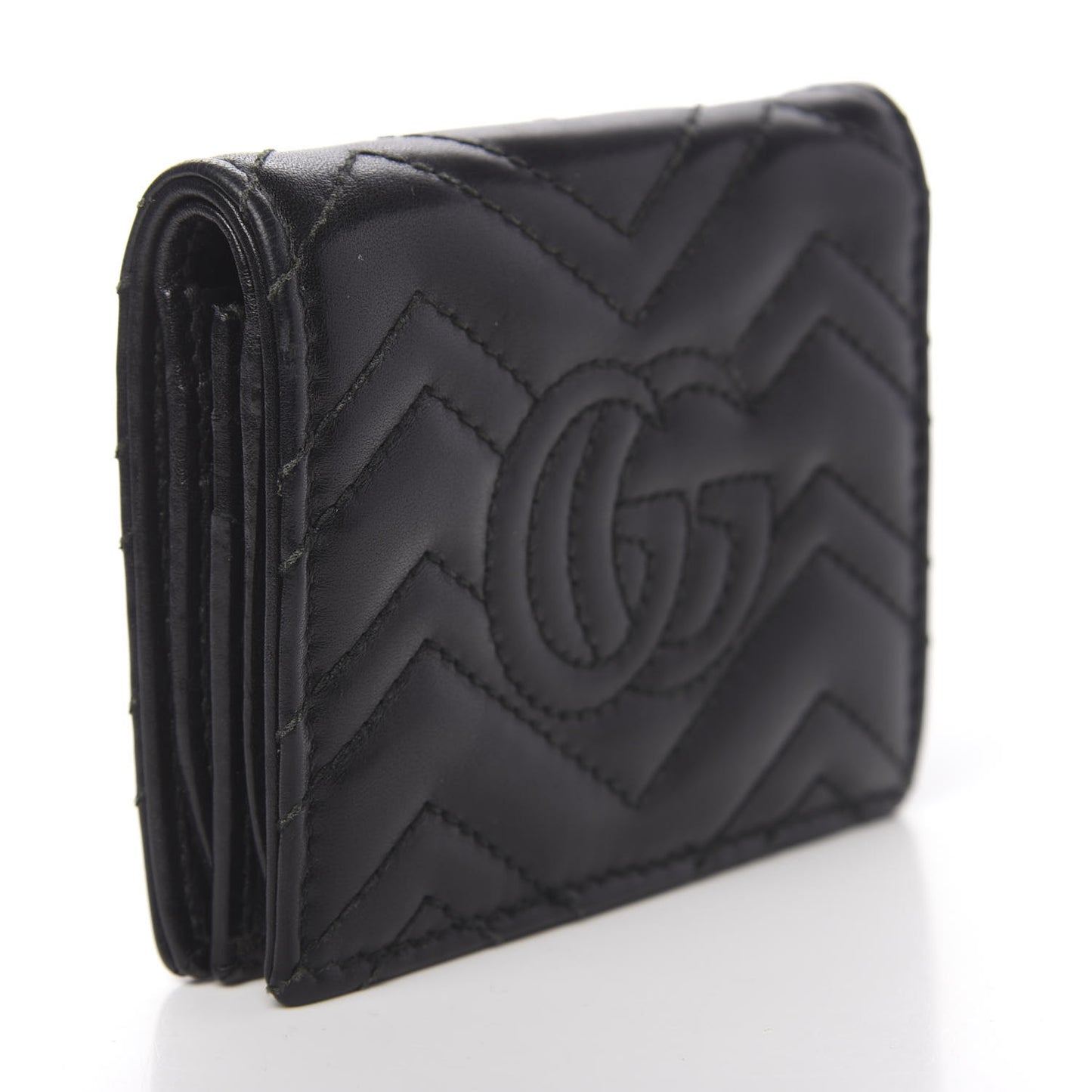 Calfskin Matelasse GG Marmont Card Case Black