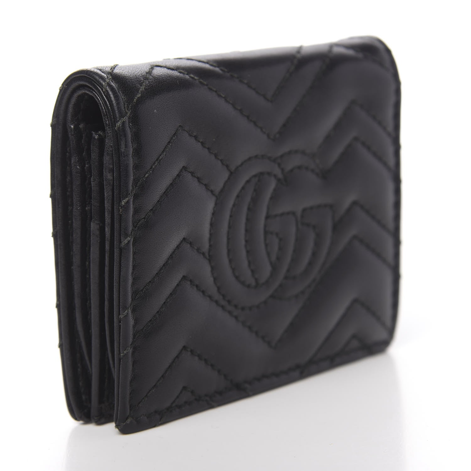 Gucci Calfskin Matelasse GG Marmont Card Case Black 3 of 9
