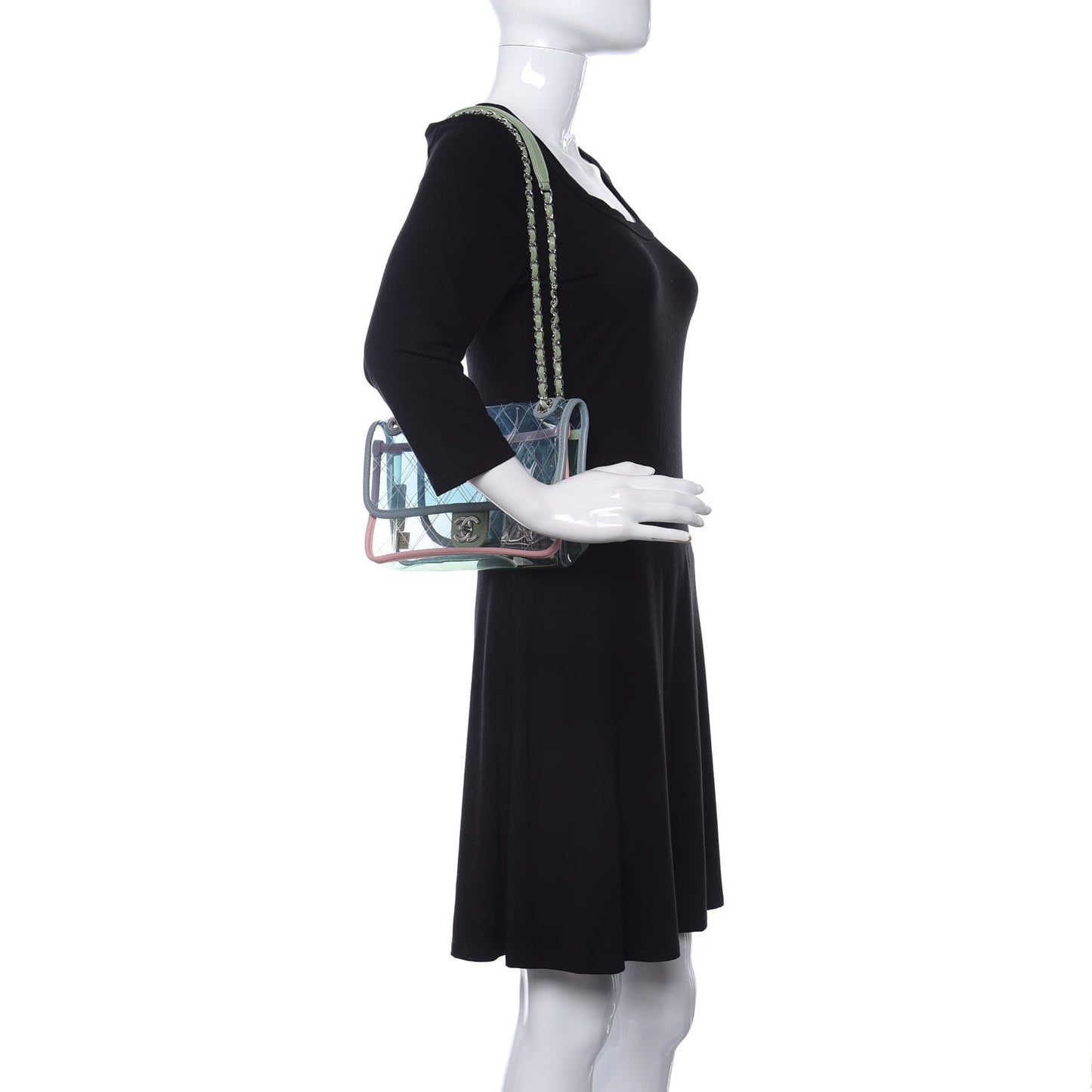 Lambskin PVC Quilted Medium Coco Splash Flap Blue Green