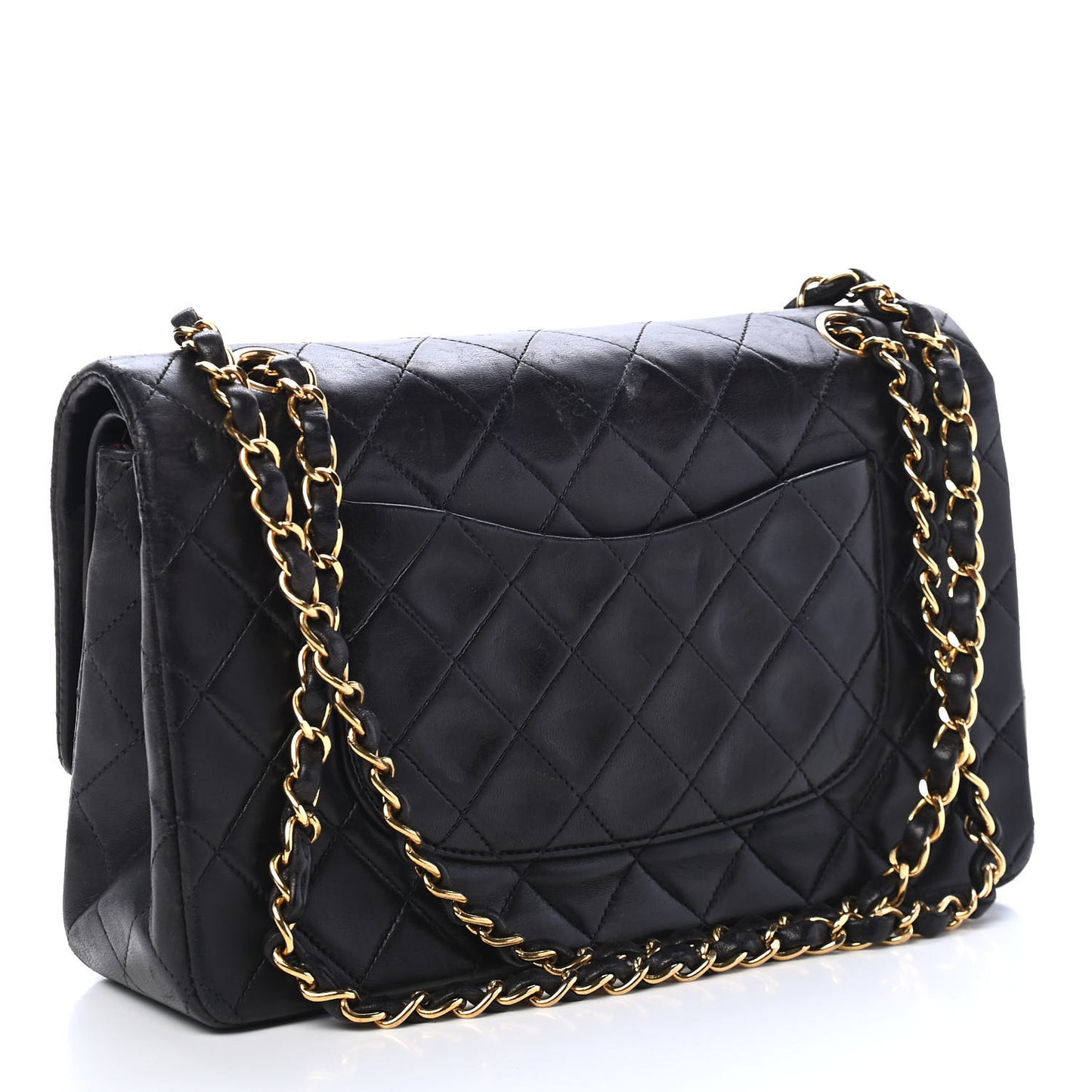 Lambskin Quilted Medium Double Flap Black