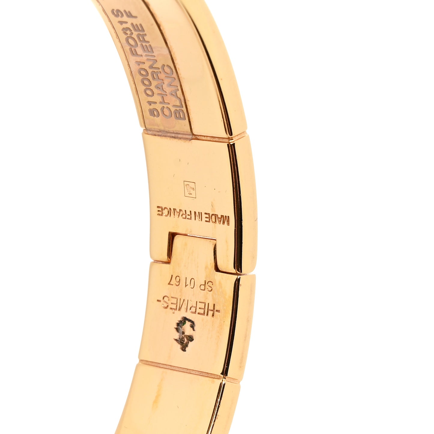 Enamel Charniere Uni Narrow Hinged Bracelet S White