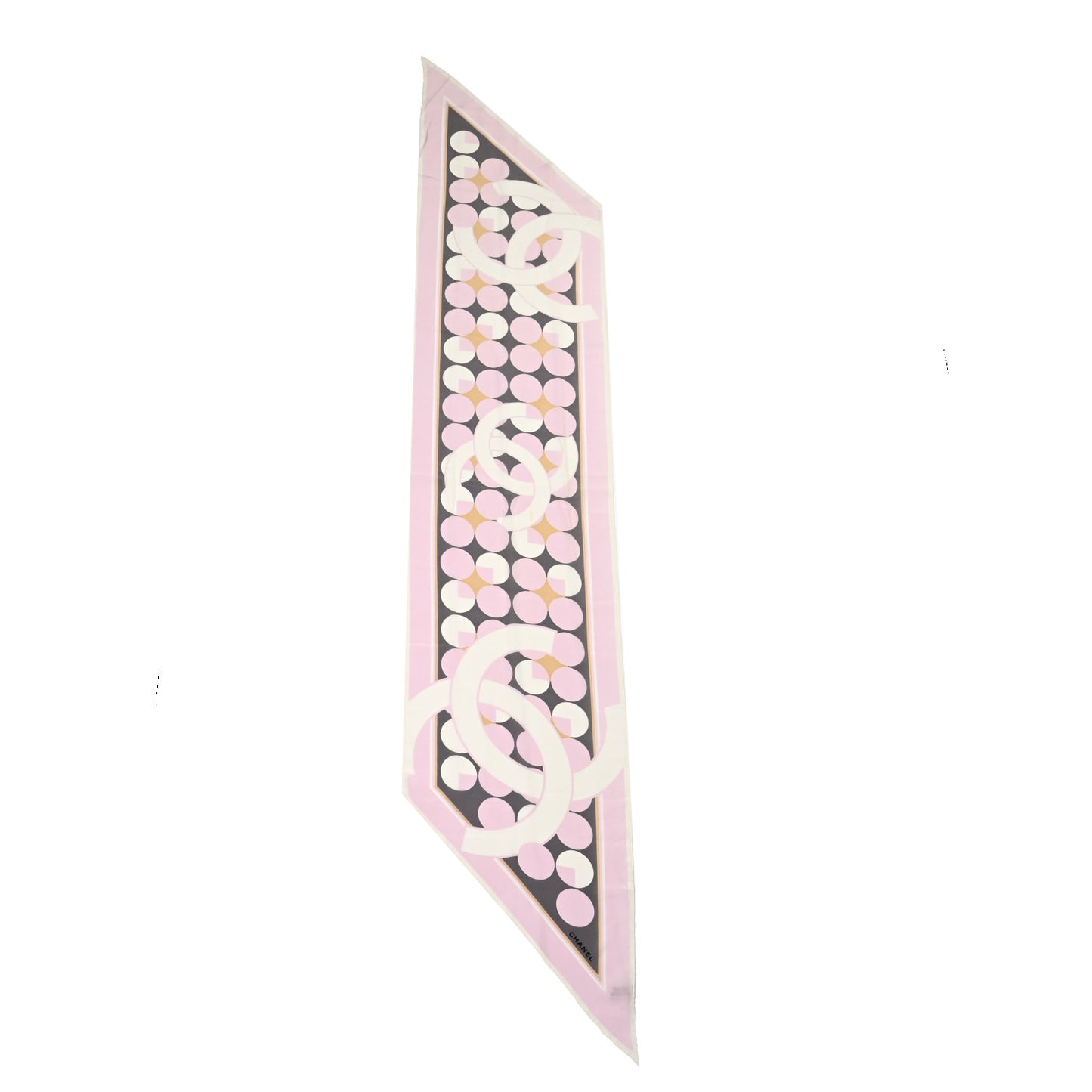 Silk CC Scarf Pink Grey White