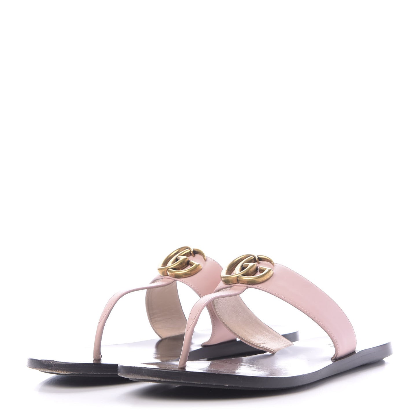 Calfskin GG Marmont Thong Sandals 37.5 Perfect Pink