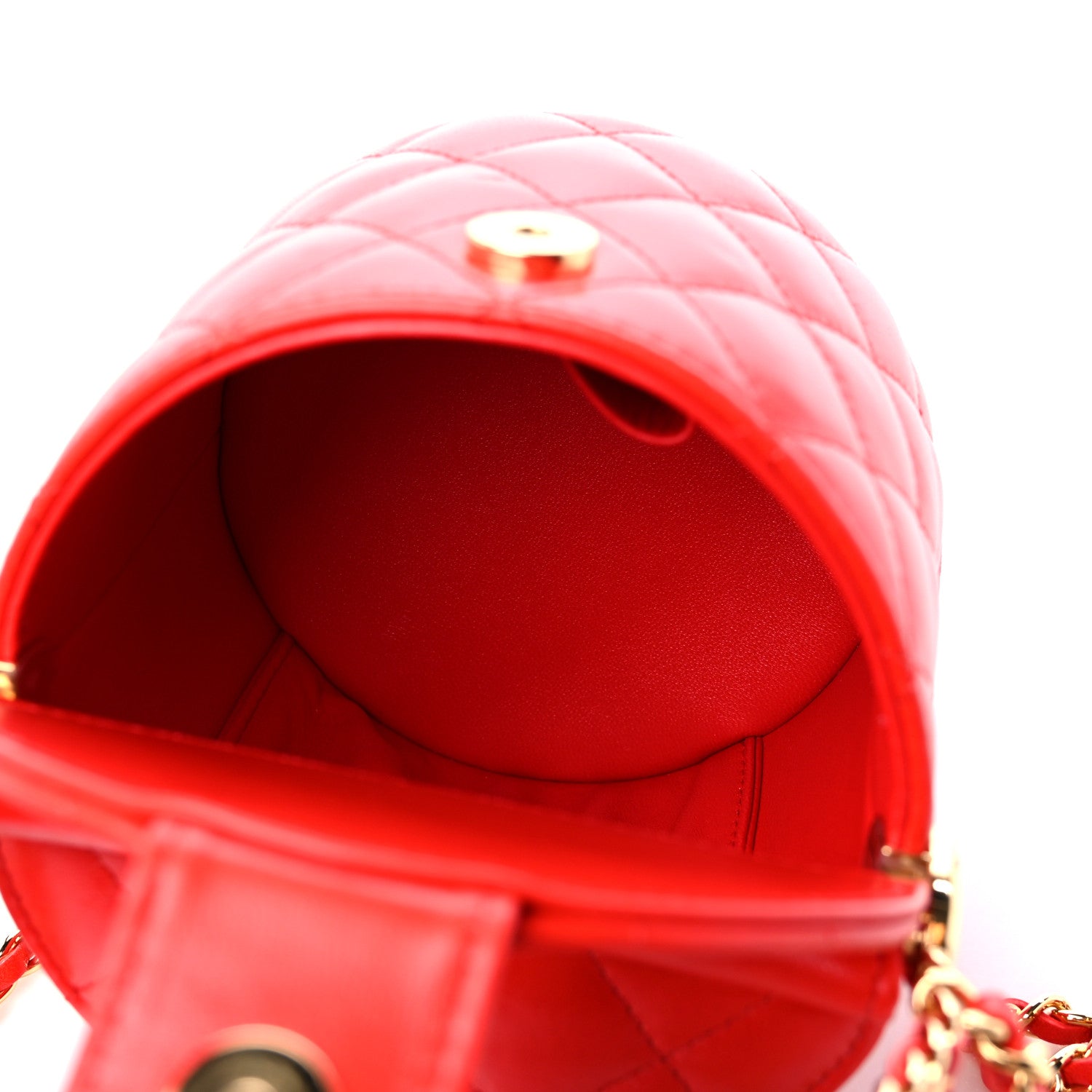 Chanel Patent Calfskin Quilted Top Handle Vanity With Chain Red 5 of 10