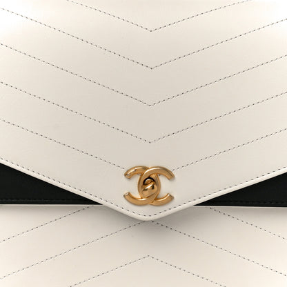 Chanel Calfskin Chevron Quilted Casual Trip Clutch White 8 of 10