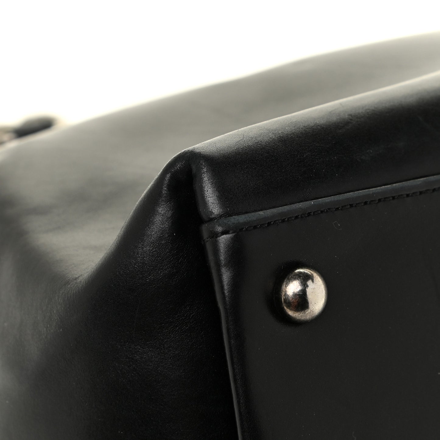 Glazed Calfskin Boy Tote Black Beige