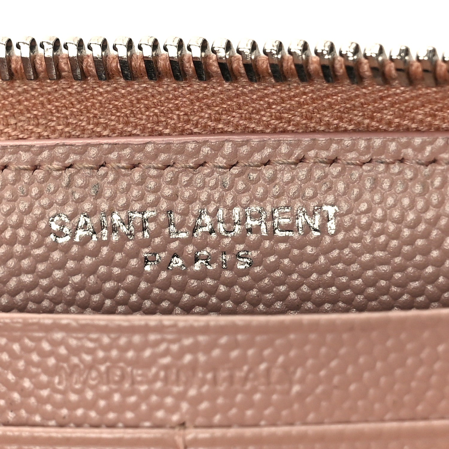 Saint Laurent Grain De Poudre Matelasse Chevron Monogram Zip Around Wallet Rose Poudre 6 of 9