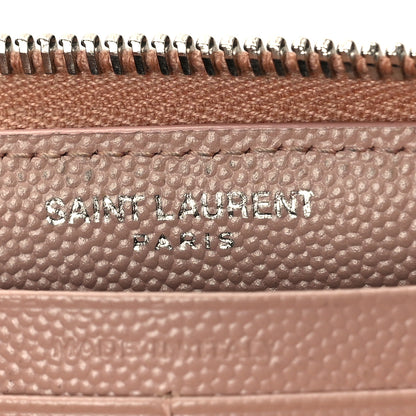 Saint Laurent Grain De Poudre Matelasse Chevron Monogram Zip Around Wallet Rose Poudre 6 of 9