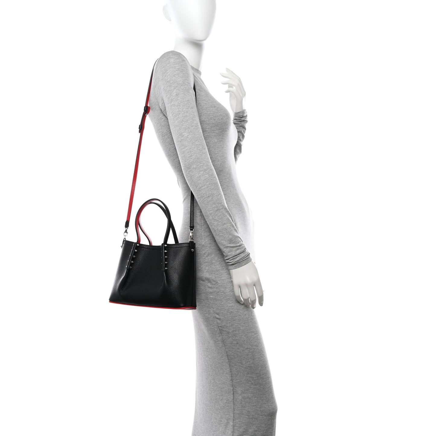 Calfskin Spiked Mini Cabarock Shopper Tote Black