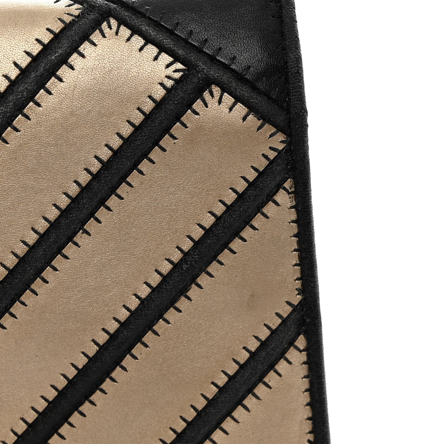 Lambskin Grosgrain Chevron Quilted Small Couture Flap Black Gold
