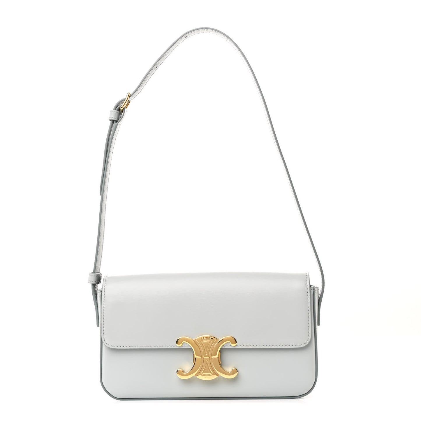 Shiny Calfskin Triomphe Shoulder Bag Soft Blue