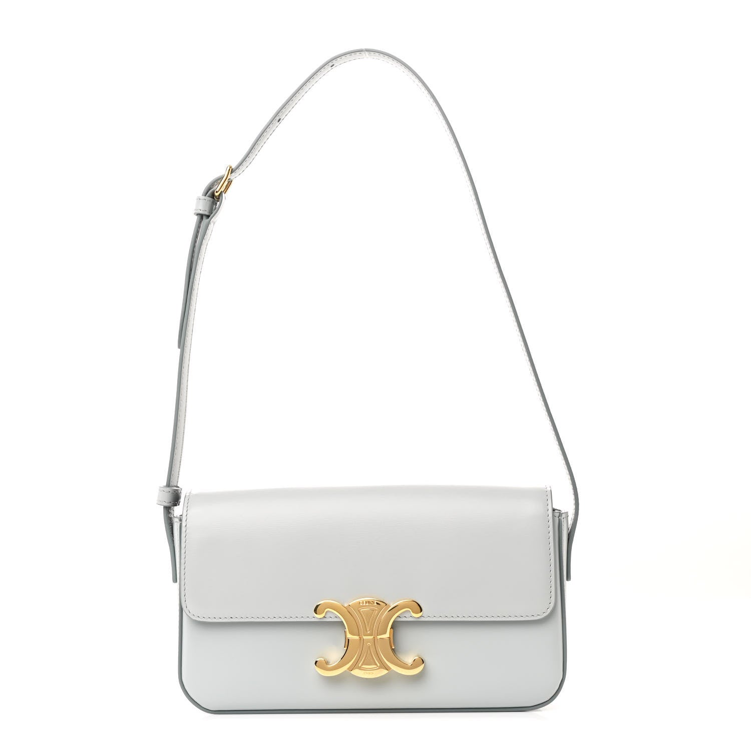 Celine Shiny Calfskin Triomphe Shoulder Bag Soft Blue 1 of 11
