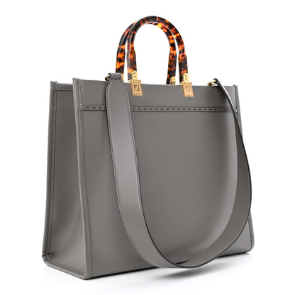 Fendi Vitello King Plexiglass Logo Embossed Medium Fendi Sunshine Shopper Tote Tortora 3 of 14