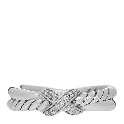 David Yurman Sterling Silver Diamond Petite X Crossover Ring 49 5 1 of 4