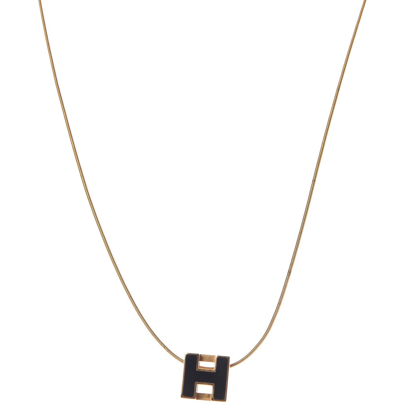 Gold Lacquered Cage d'H Pendant Necklace Black