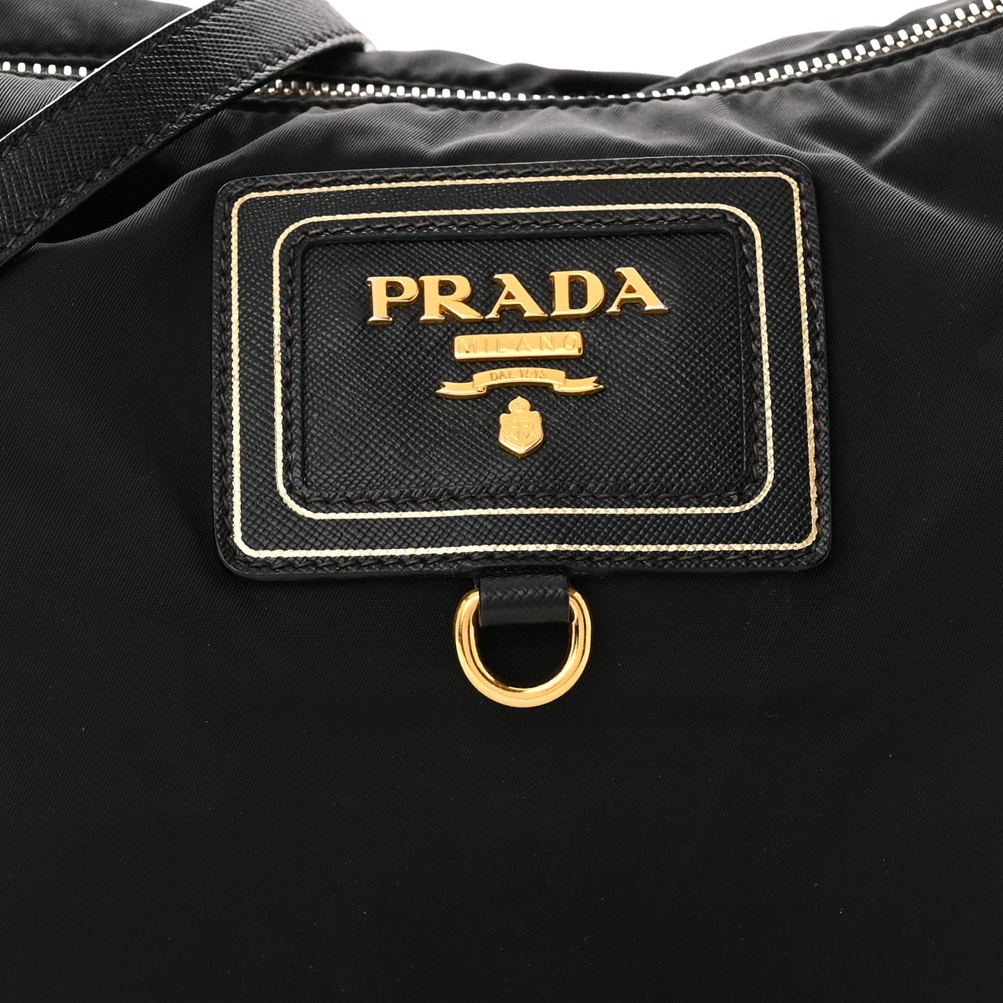 Tessuto Nylon Oro Saffiano Hobo Crossbody Black