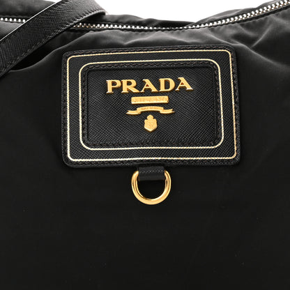 Prada Tessuto Nylon Oro Saffiano Hobo Crossbody Black 7 of 10