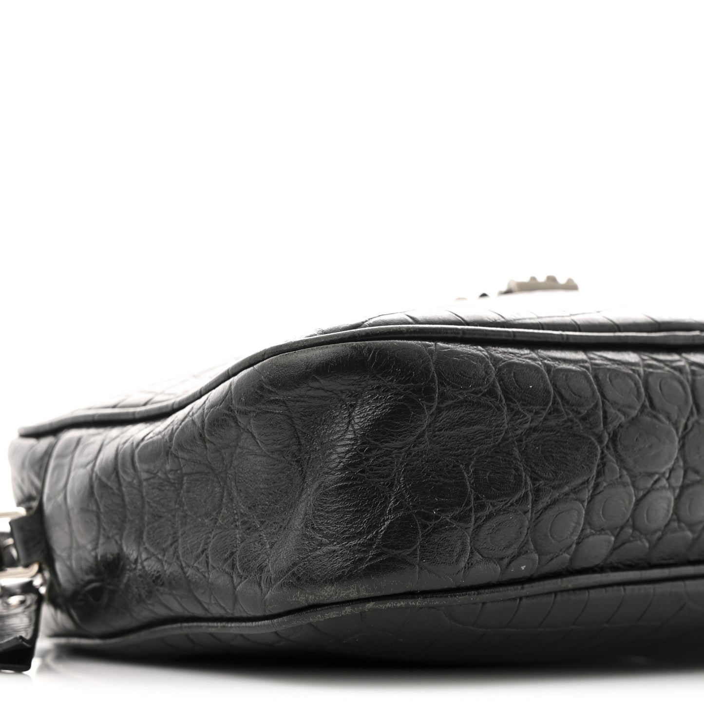 Calfskin Crocodile Embossed Monogram Lou Camera Bag Black