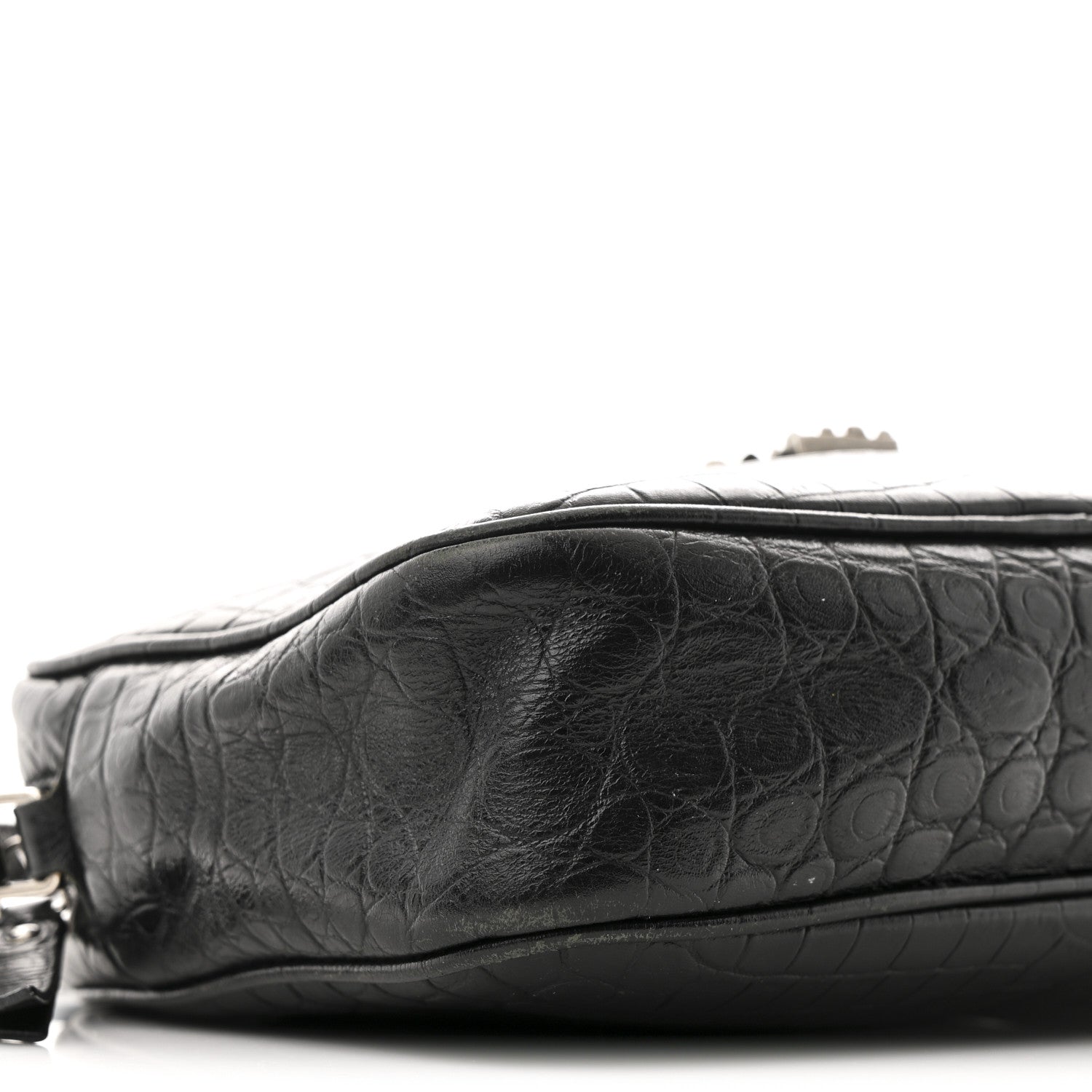 Saint Laurent Calfskin Crocodile Embossed Monogram Lou Camera Bag Black 9 of 10