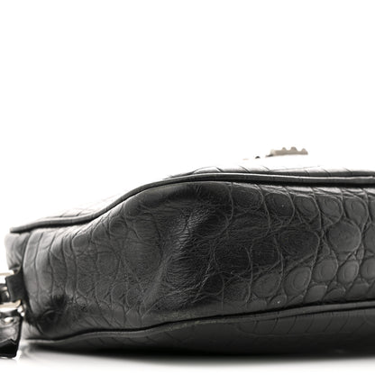 Saint Laurent Calfskin Crocodile Embossed Monogram Lou Camera Bag Black 9 of 10