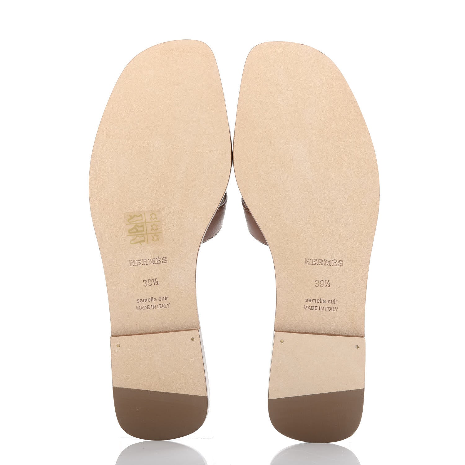Hermes Box Calfskin Oran Sandals 39.5 Gold 6 of 11