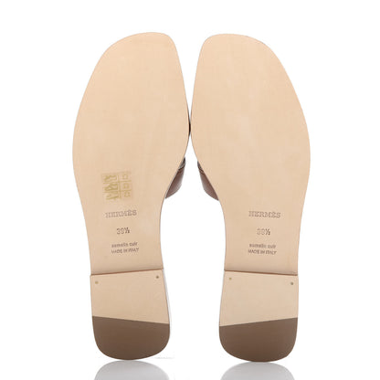 Hermes Box Calfskin Oran Sandals 39.5 Gold 6 of 11